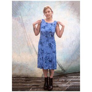 Vintage K Studio Floral Blue Sleeveless Maxi Dress – Size 8